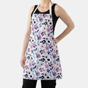 Fijne bloemendesign met marine lavendelbladeren schort