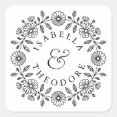 Fijne bloemenkrans Koppelnamen Labels op Maat (Voorkant)