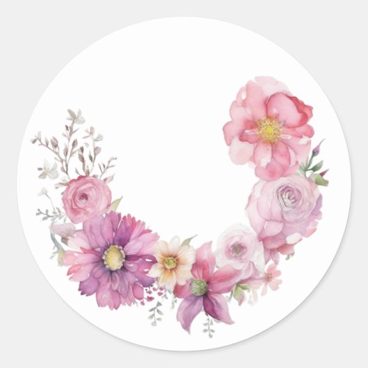 Fijne bloemenkrans roze Stickers (Voorkant)