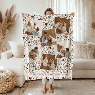 Fijne bloemenschrift stijl Moederdag Fleece Deken