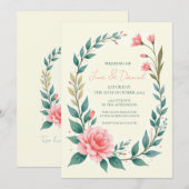Fijne bloemenslingerin uitnodiging (Voorkant / Achterkant)