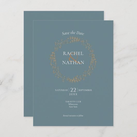 Fijne bloemenslingers | Bewaar de datum Aankondigingskaart (Voorkant / Achterkant)