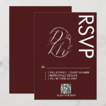Fijne bloemlogo trouw burgundy RSVP kaart