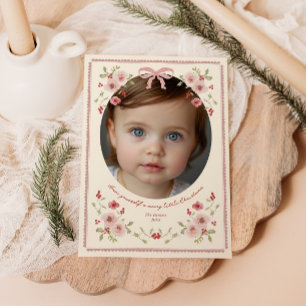 Fijne bloemrijke kerstfoto feestdagenkaart