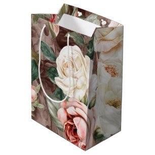 Fijne  Blush roze en witte rozen Medium Cadeauzakje