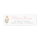 Fijne Boho Wilde Bloem Script Retouradres Etiket (Voorkant)