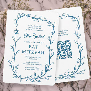 Fijne Botanische Bar Bat Mitswa CUSTOM QR-code Kaart