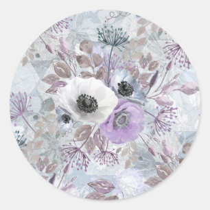 Fijne bouquet van anemonen. ronde sticker