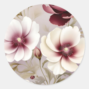 Fijne Bourgondische botanische bloem Ronde Sticker