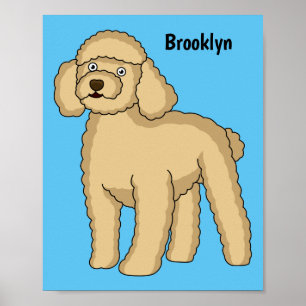 Fijne bruine poedel cartoon illustratie poster