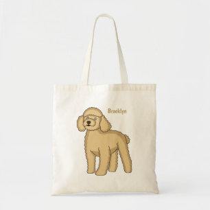 Fijne bruine poedel cartoon illustratie tote bag