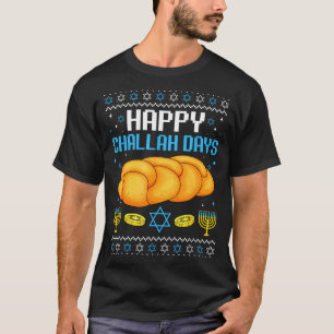 Fijne Challa-dagen Lelijke Kerst Hanukkah T-shirt