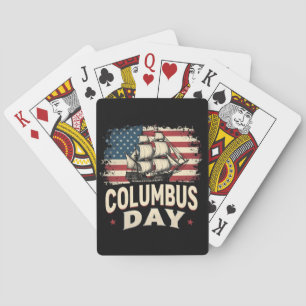 Fijne Columbus Dag van Verkenning en Reflectie Pokerkaarten