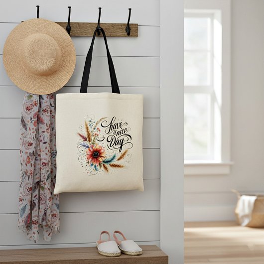 Fijne dag bloemen tote bag