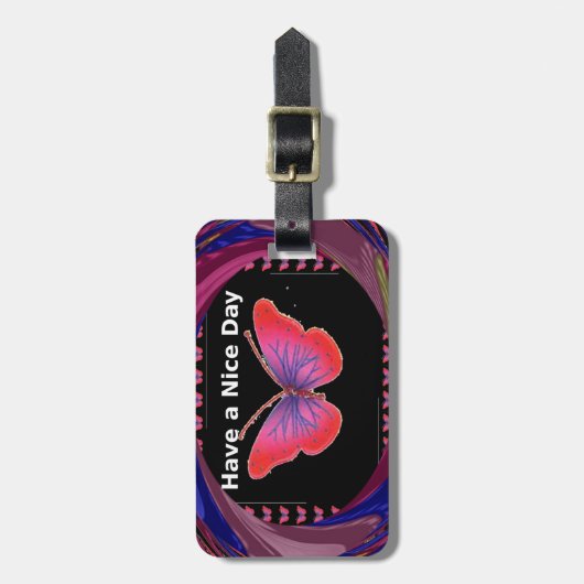 Fijne dag en een betere avondvlinderkunst. bagagelabel (Voorkant verticaal)