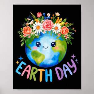Fijne Dag van de Aarde Lieve Aarde Met Bloemrijke Poster