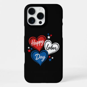 Fijne Dag van de Arbeid Patriottische Harten Rood iPhone 16 Pro Max Hoesje