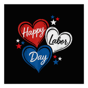 Fijne Dag van de Arbeid Patriottische Harten Rood  Perfect Poster