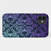 Fijne Damast Turkoois Blauw Paars Zwart Case-Mate iPhone Case (Achterkant (horizontaal))