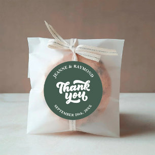 Fijne Dank Je Wel Salie Groene Trouwgunst Ronde Sticker