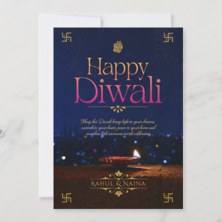 Fijne Diwali Aanpasbare Vintage Diya Lamp Feestdagenkaart