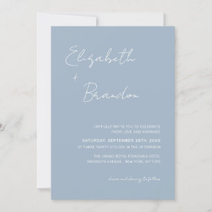 Fijne Dusty Blue QR Code RSVP Weduwfoto Kaart