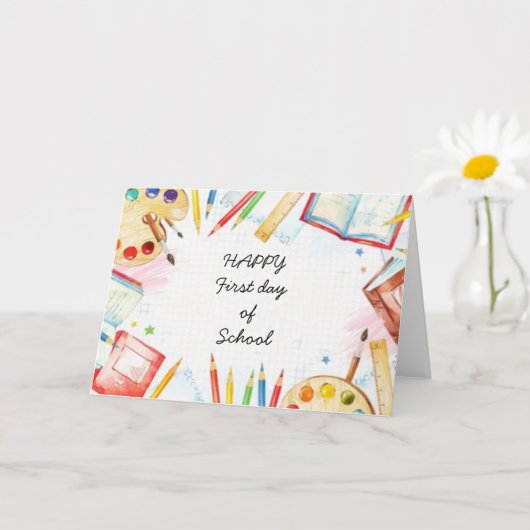 Fijne eerste dag schoolkaart kaart (Kleine Plant)