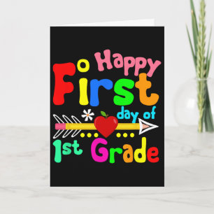 Fijne eerste dag van de 1e klas leraar leerling te kaart