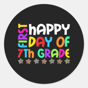 Fijne eerste dag van de 7e klas terug naar school ronde sticker
