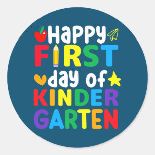 Fijne eerste dag van de kinderopvang naar school ronde sticker