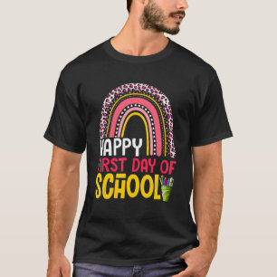 Fijne eerste dag van de school Hallo de regenboogl T-shirt