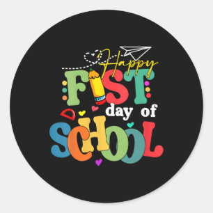Fijne eerste dag van de school terug naar school l ronde sticker