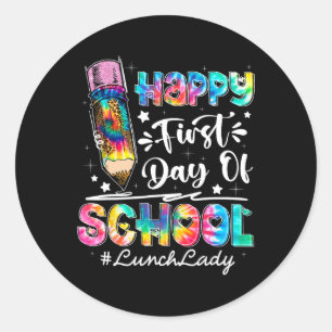 Fijne eerste dag van het schoolteam Lunch Lady ter Ronde Sticker