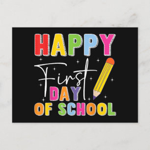 Fijne eerste dag van schoolpotlood Leraar Kinderen Feestdagenkaart