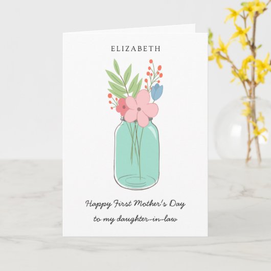 Fijne eerste Moederdag Metselwerkpot Dochter in We Kaart (Gele Bloem)