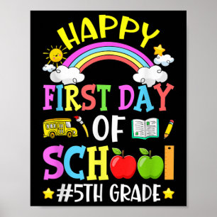 Fijne eerste schooldag 5e klas Schattig terug naar Poster