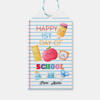 Fijne eerste schooldag labels cadeaulabel
