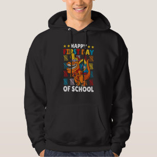 Fijne eerste schooldag met dinosaurus voor school hoodie