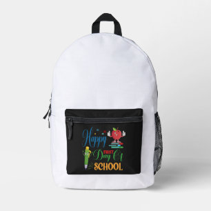 Fijne eerste schooldag Mooie cartooneske appel Bedrukte Rugzak