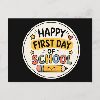 Fijne eerste schooldag Mooie Kawaii Potlood Briefkaart