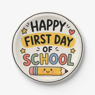 Fijne eerste schooldag Mooie Kawaii Potlood Papieren Bordje