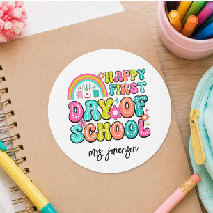 Fijne eerste schooldag ronde sticker