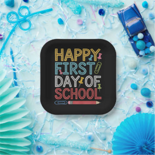 Fijne eerste schooldag Terug naar school Papieren Bordje