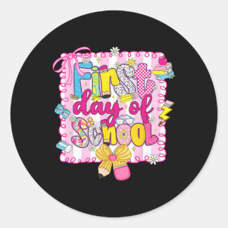 Fijne Eerste Schooldag Terug Naar School Potlood B Ronde Sticker