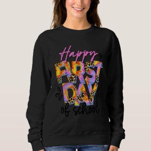 Fijne eerste schooldag Tie Dye Leopard 4de Afstude Trui