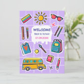 Fijne eerste schooldag WELKOM Save The Date (Staand voorkant)