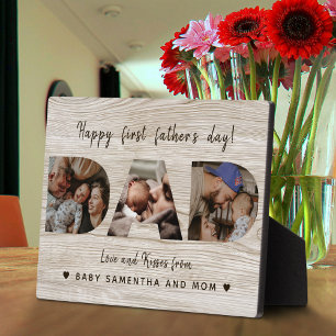 Fijne eerste Vaderdag Houten 3 Foto Collage PAPA Fotoplaat