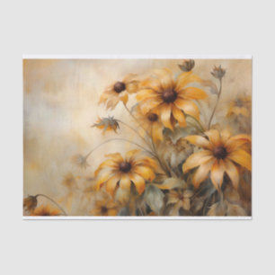 Fijne, Elegante BlackEyed Susan Bloemendecoupage Tissuepapier