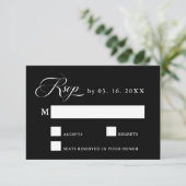 Fijne Elegante Trouwkaart Zwart RSVP Kaart (Staand voorkant)