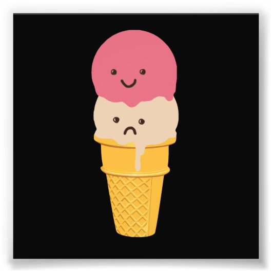 Fijne en Sad Ice Cream Cone Foto Afdruk (Voorkant)